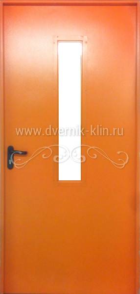 Metallicheskaya Protivopozharnaya Odnopolnaya Dver So Steklom Pp 7