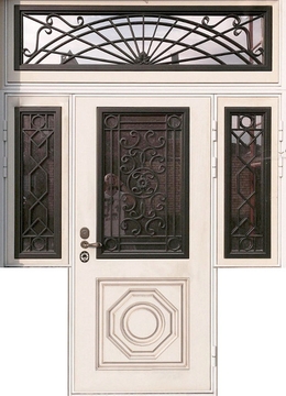 Парадная дверь МДФ ПВХ со стеклом и ковкой ПД-4
