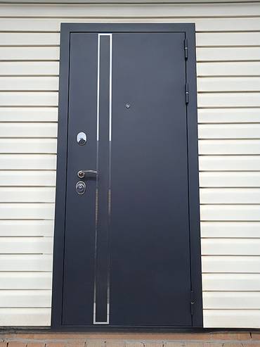 Порошковая дверь с хромированными полосами