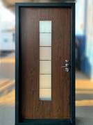 Дверь МДФ с остеклением и с декоративными вставками из нержавейки - внутри