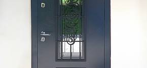 Фото дверей с ковкой и стеклом
